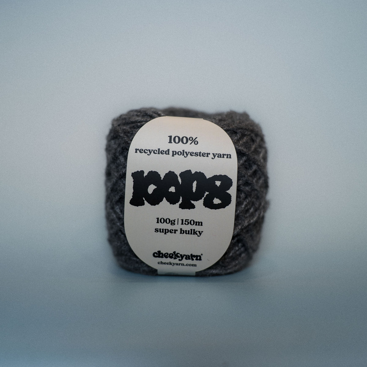 tube metal super chunky recycled yarn, 100g ball of loop 8 by cheekyarn