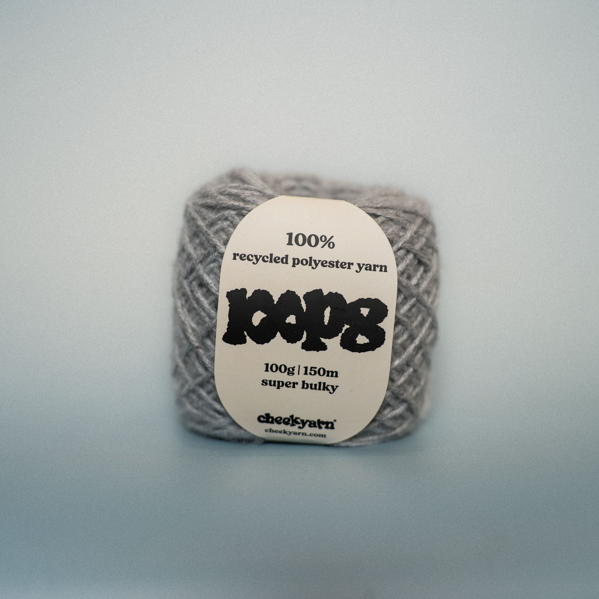 concrete crumb super chunky recycled yarn, 100g ball of loop 8 by cheekyarn