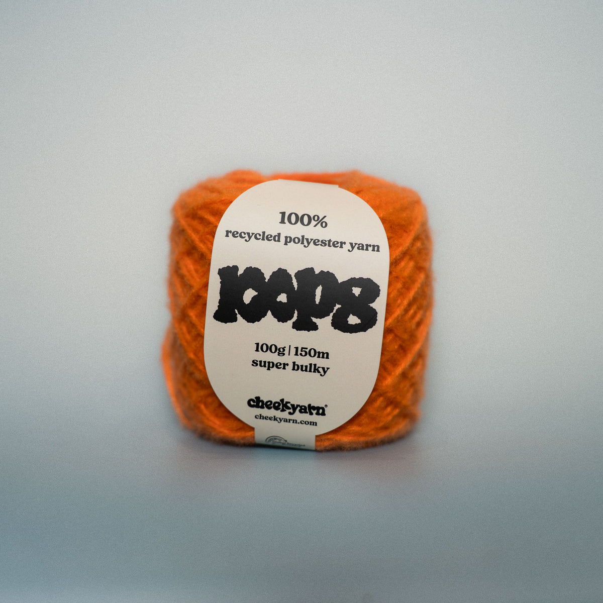 pumpkin panic super chunky recycled yarn, 100g ball of loop 8 by cheekyarn