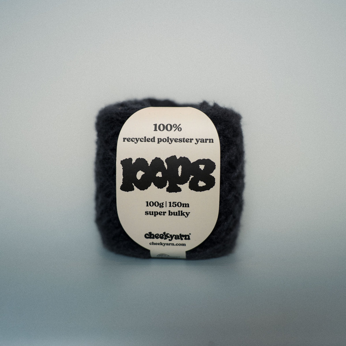 dark club super chunky recycled yarn, 100g ball of loop 8 by cheekyarn