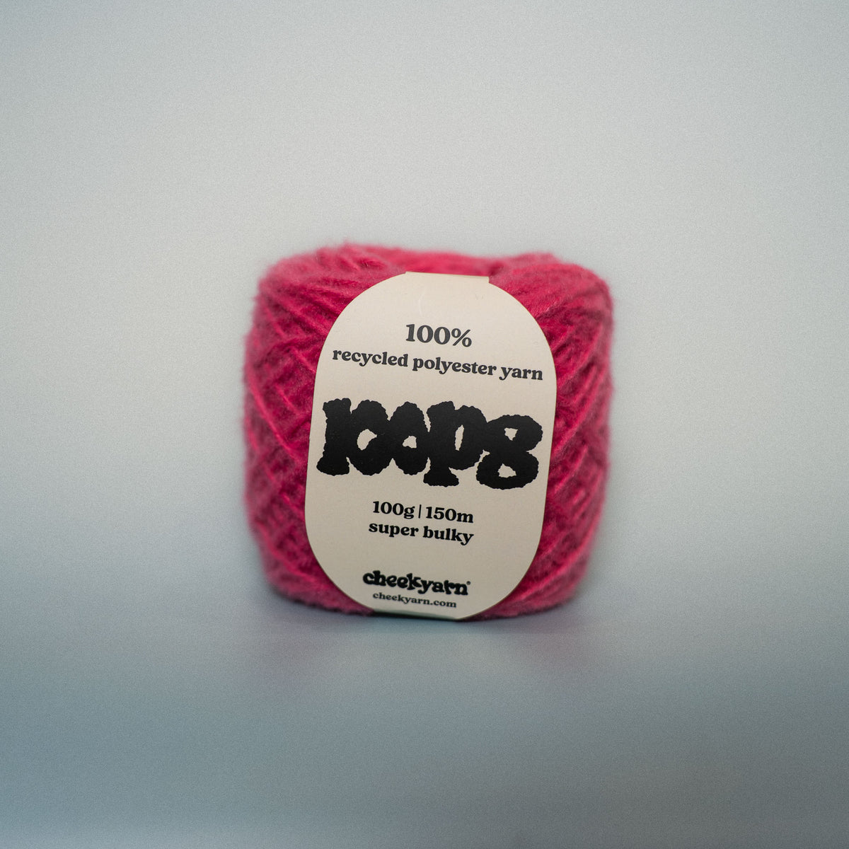 electric crush super chunky recycled yarn, 100g ball of loop 8 by cheekyarn