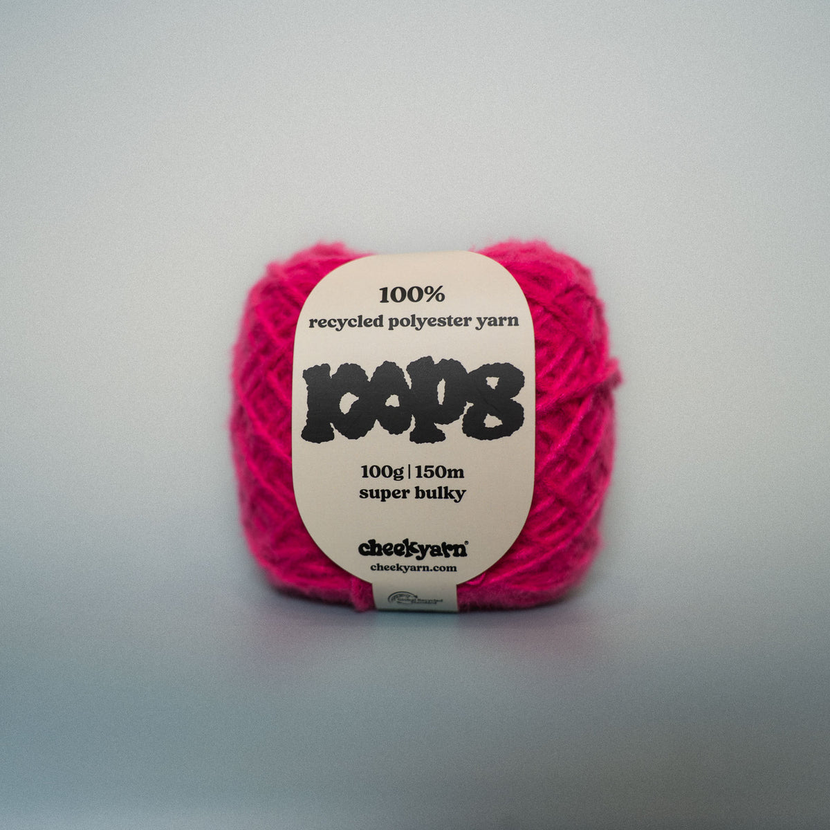 hot shame super chunky recycled yarn, 100g ball of loop 8 by cheekyarn