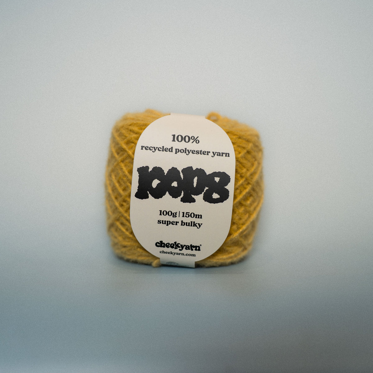 chip shop gold super chunky recycled yarn, 100g ball of loop 8 by cheekyarn