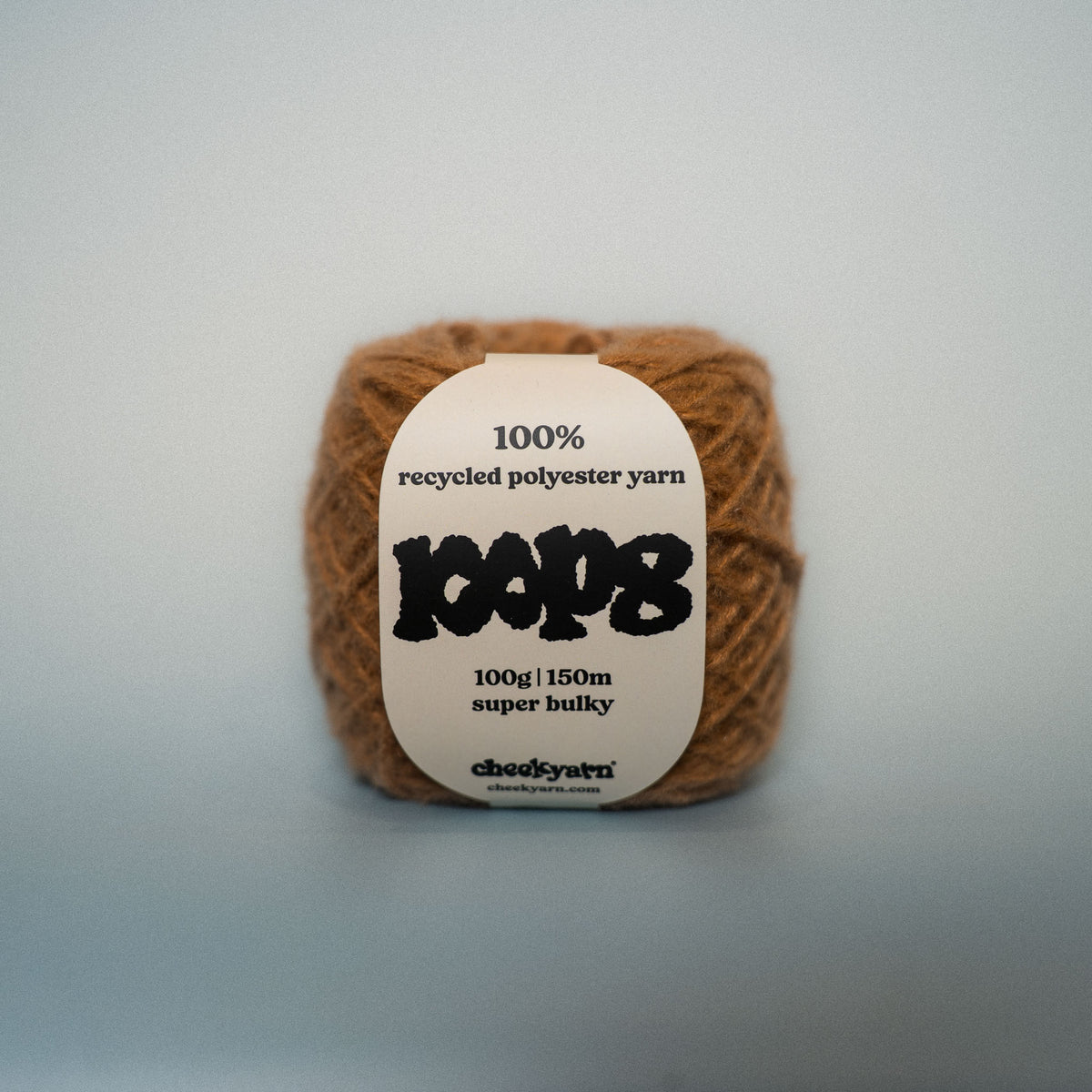 toffee jaw super chunky recycled yarn, 100g ball of loop 8 by cheekyarn
