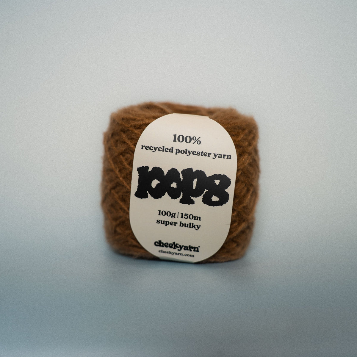 cheeky truffle super chunky recycled yarn, 100g ball of loop 8 by cheekyarn