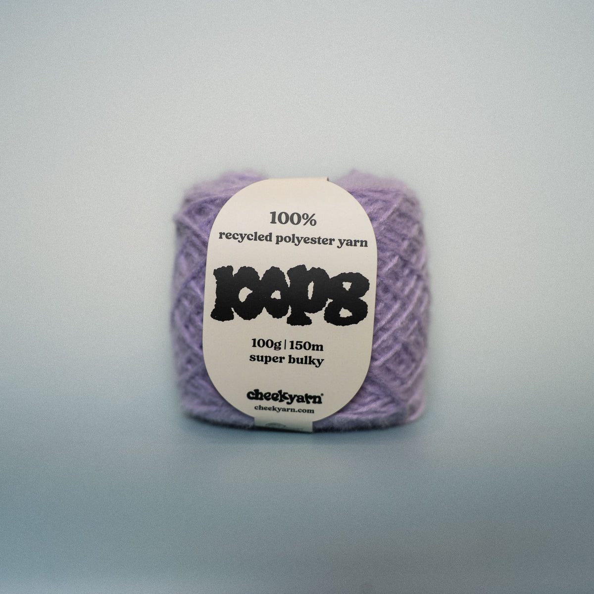 soft static super chunky recycled yarn, 100g ball of loop 8 by cheekyarn
