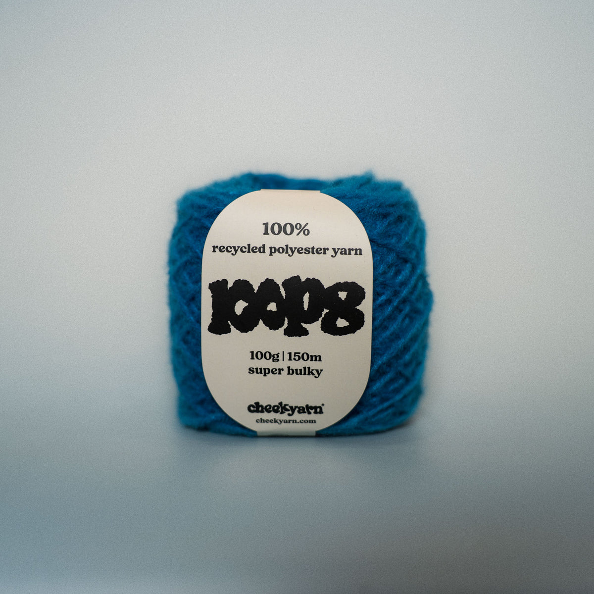 skatepark knee super chunky recycled yarn, 100g ball of loop 8 by cheekyarn