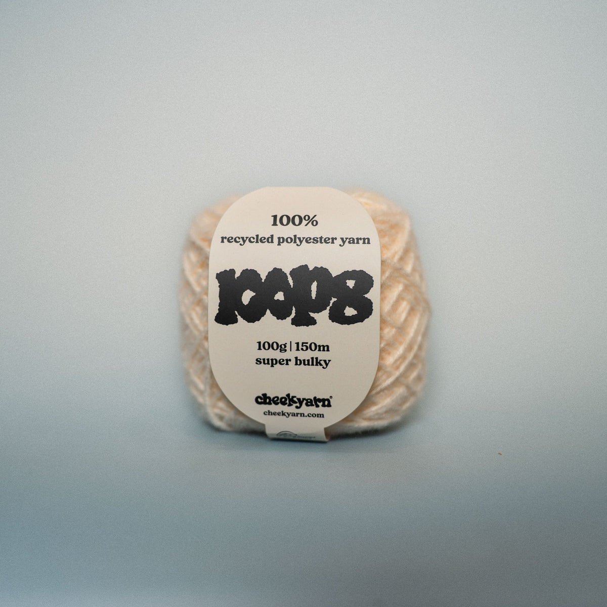 oyster tooth super chunky recycled yarn, 100g ball of loop 8 by cheekyarn