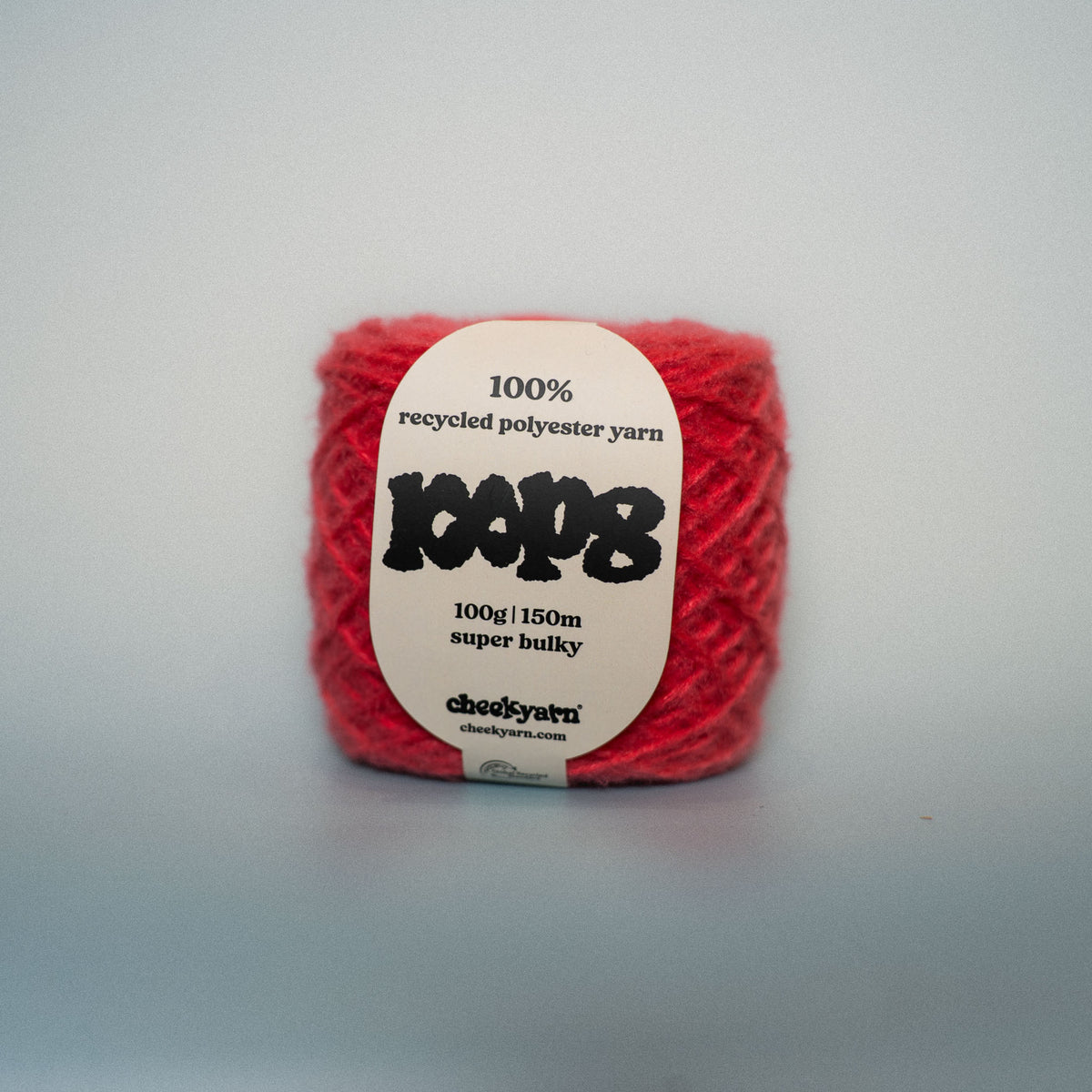 smash melon super chunky recycled yarn, 100g ball of loop 8 by cheekyarn