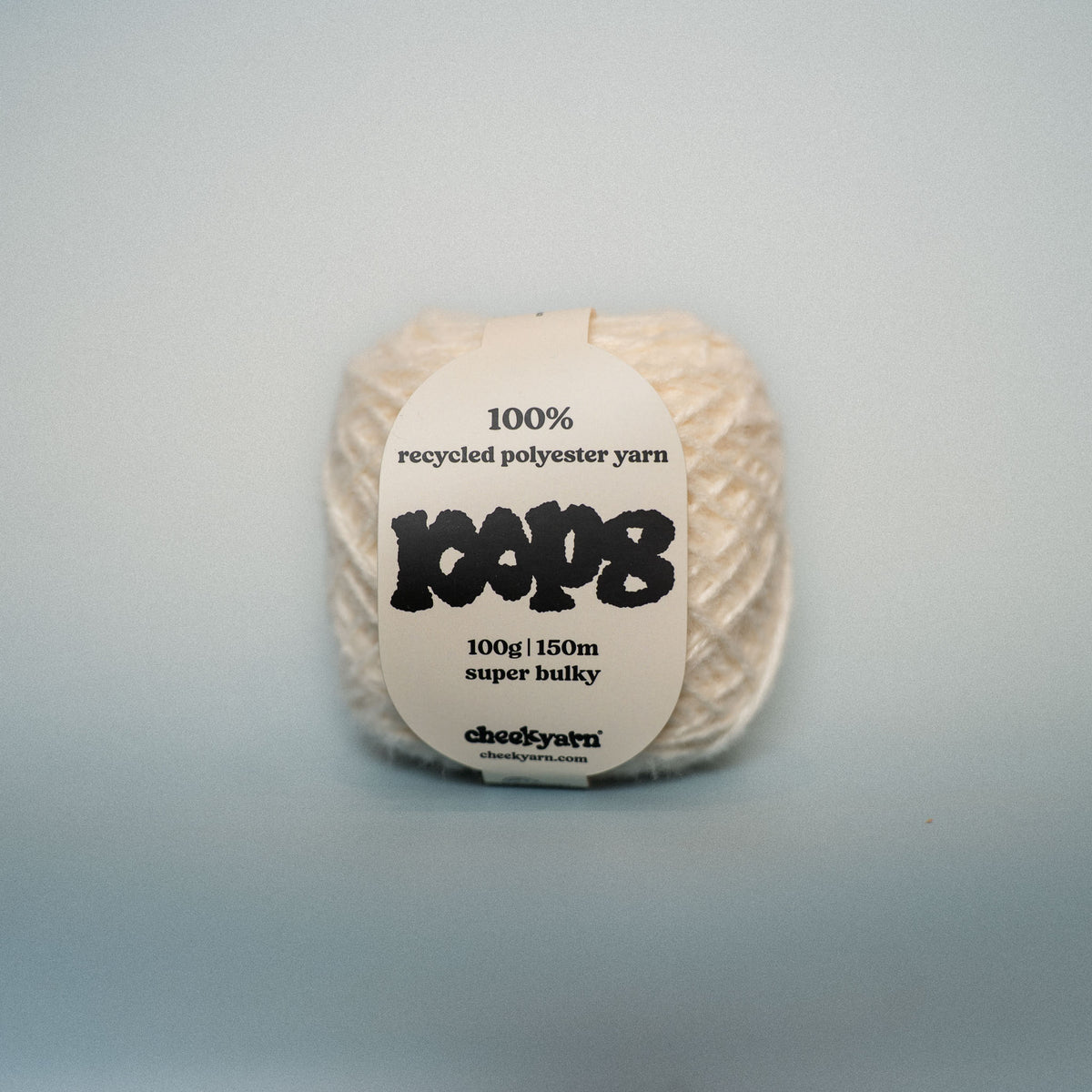 plaster teeth super chunky recycled yarn, 100g ball of loop 8 by cheekyarn