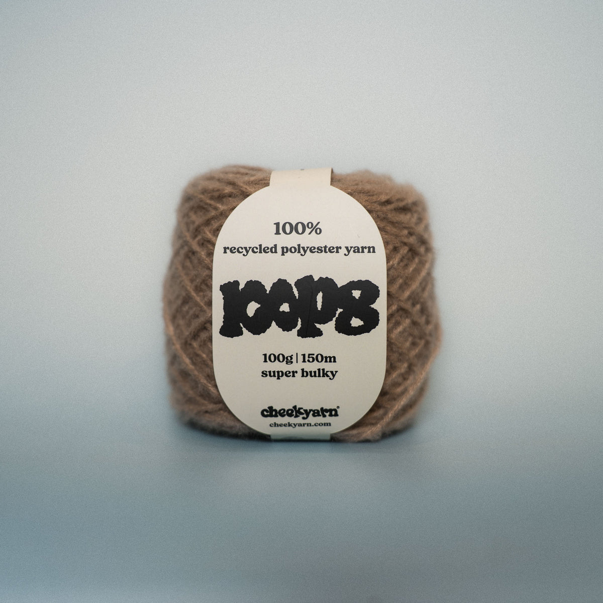 dough elbow super chunky recycled yarn, 100g ball of loop 8 by cheekyarn