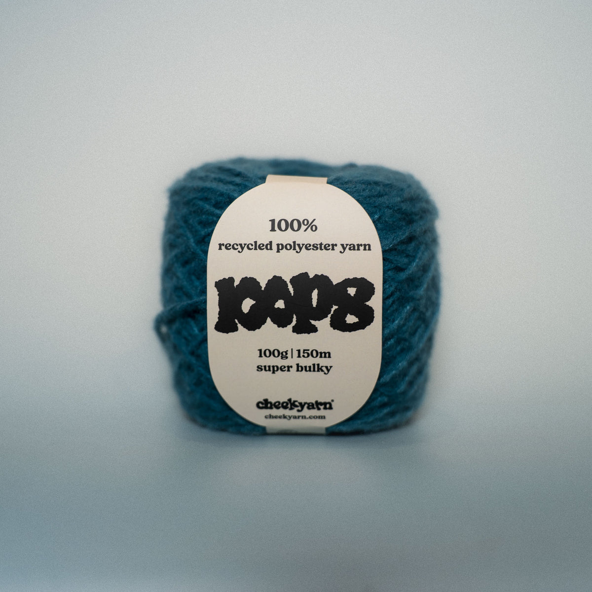 canal jean super chunky recycled yarn, 100g ball of loop 8 by cheekyarn