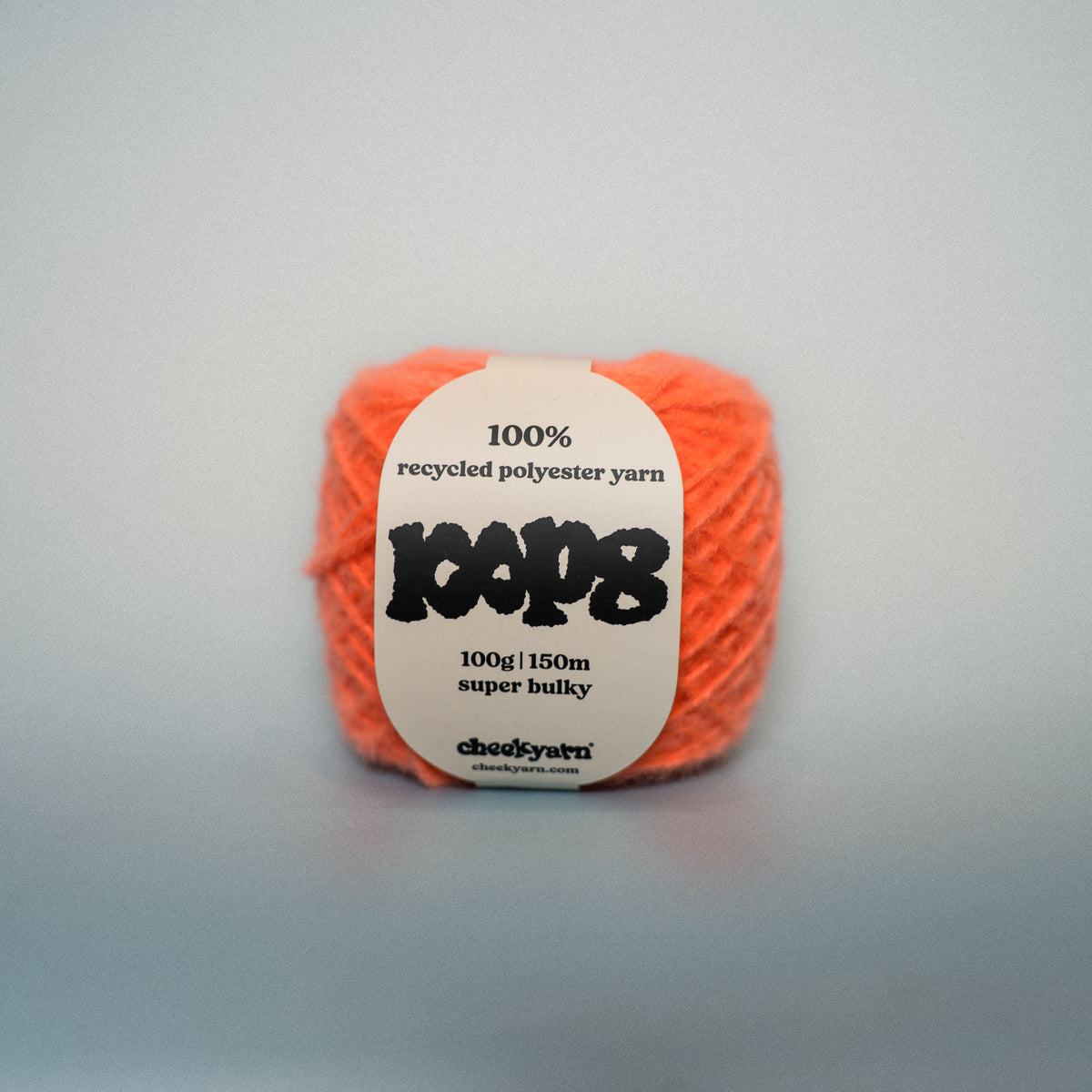 apricot elbow super chunky recycled yarn, 100g ball of loop 8 by cheekyarn