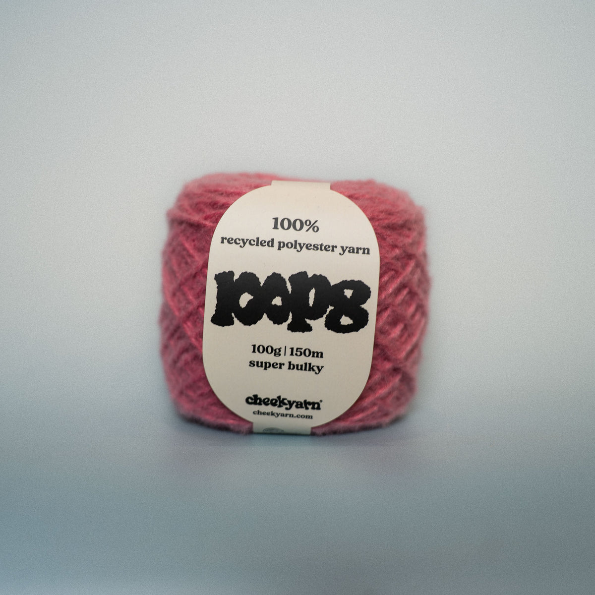flamingo tantrum super chunky recycled yarn, 100g ball of loop 8 by cheekyarn