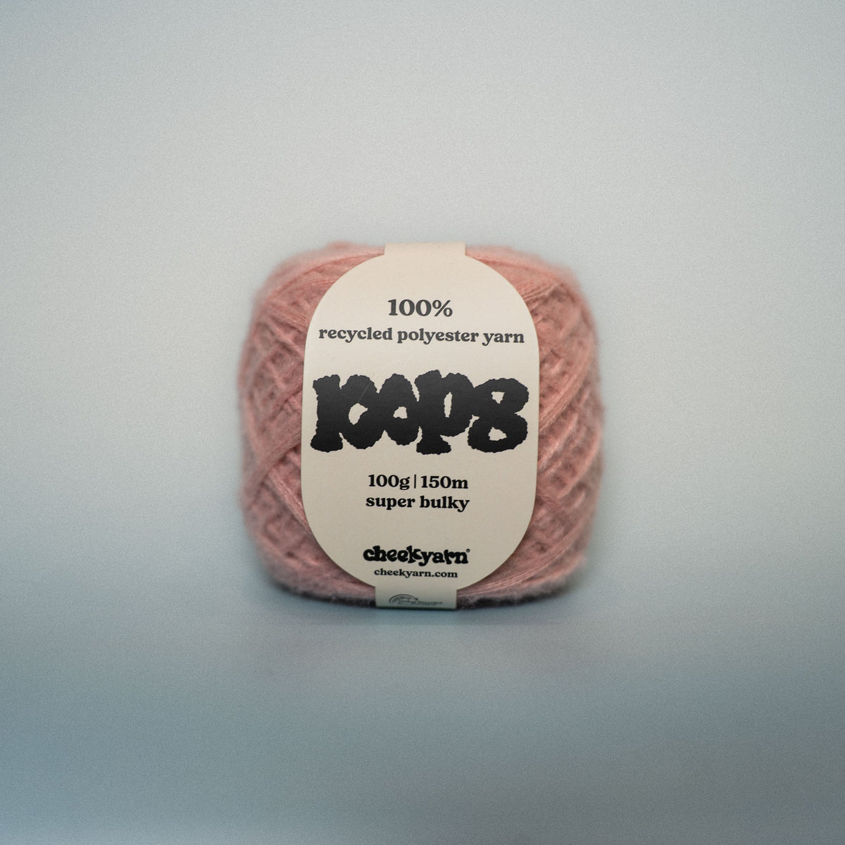 ballet bruise super chunky recycled yarn, 100g ball of loop 8 by cheekyarn