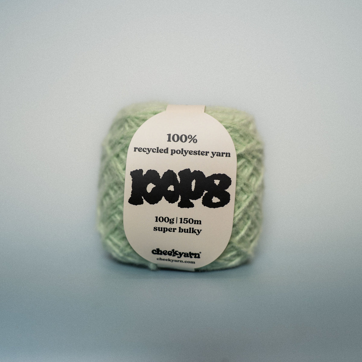cheeky mint super chunky recycled yarn, 100g ball of loop 8 by cheekyarn