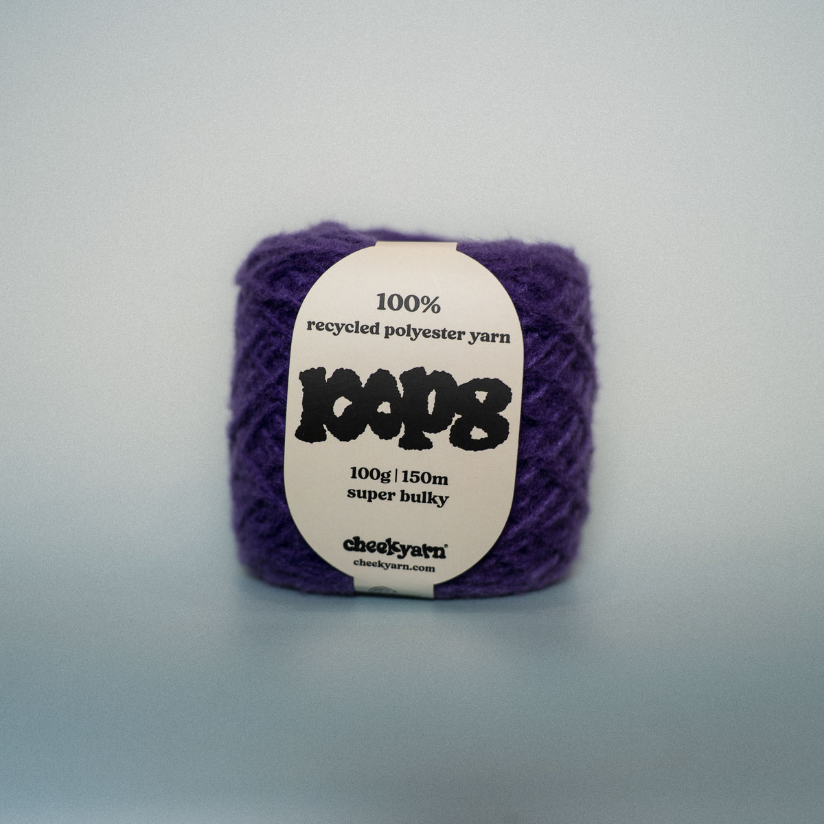 grape k.o. super chunky recycled yarn, 100g ball of loop 8 by cheekyarn