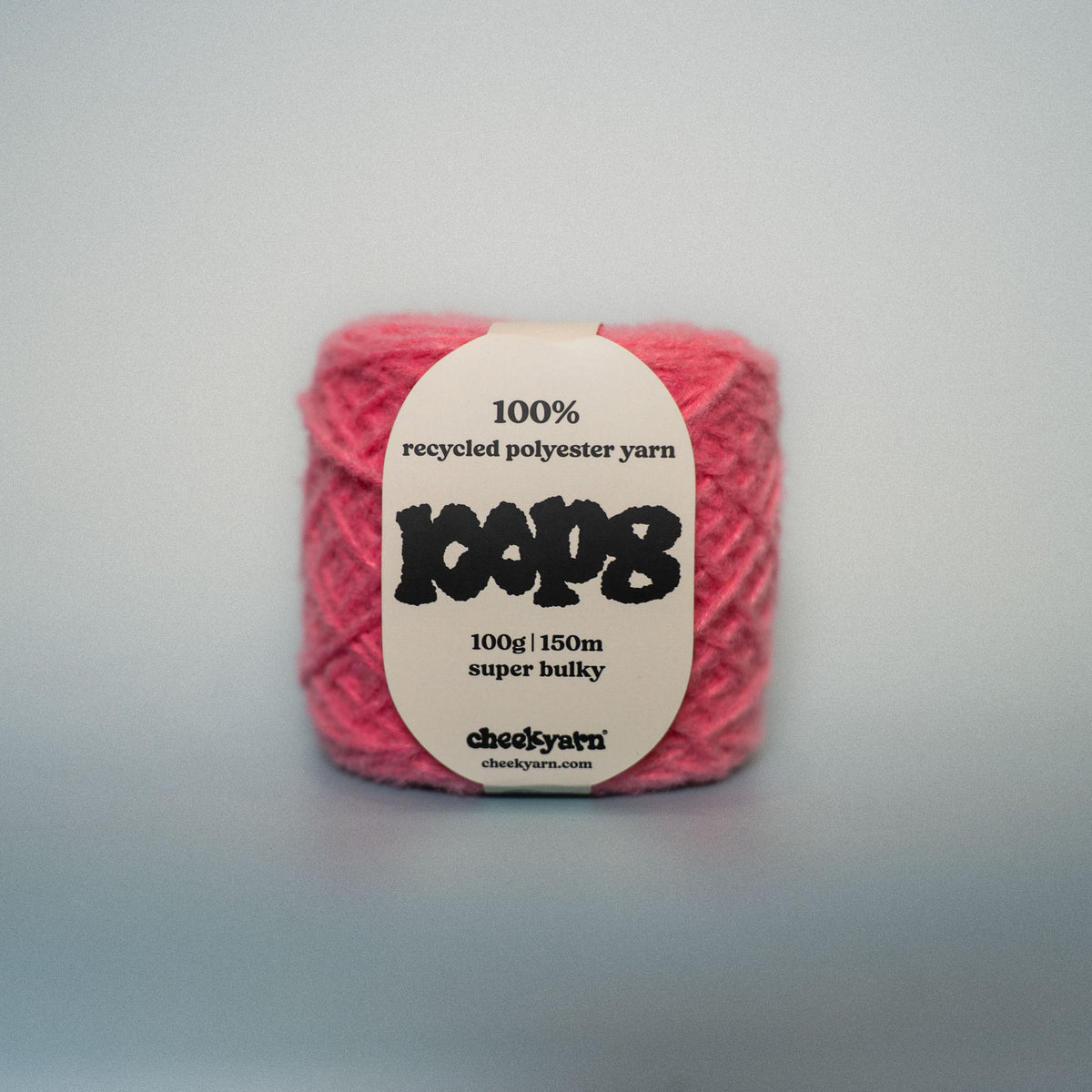 bad bubblegum super chunky recycled yarn, 100g ball of loop 8 by cheekyarn