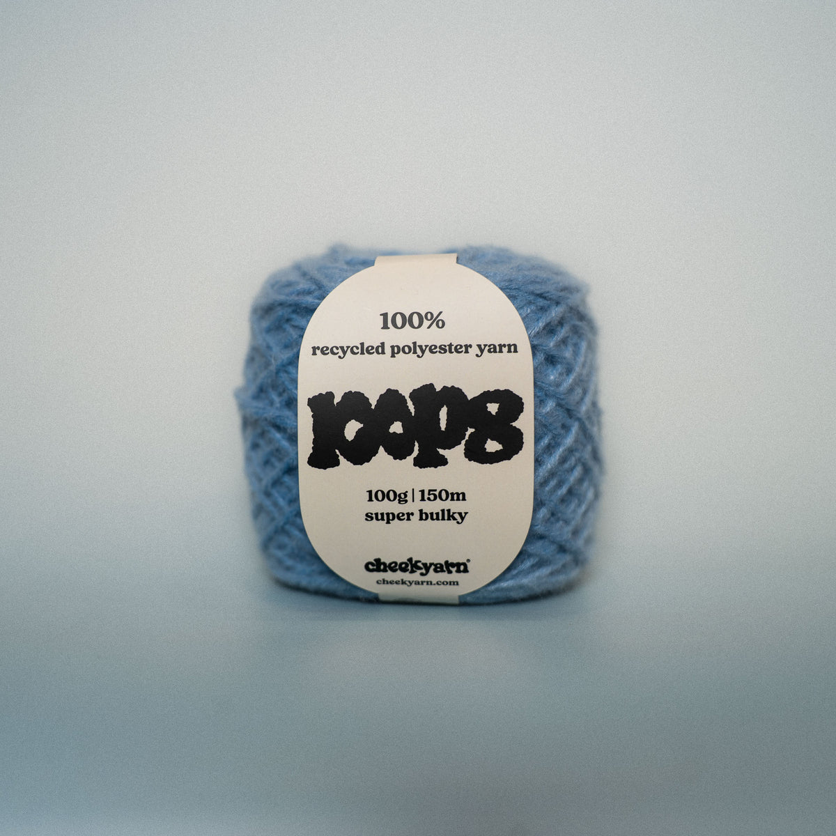 blue bruise super chunky recycled yarn, 100g ball of loop 8 by cheekyarn