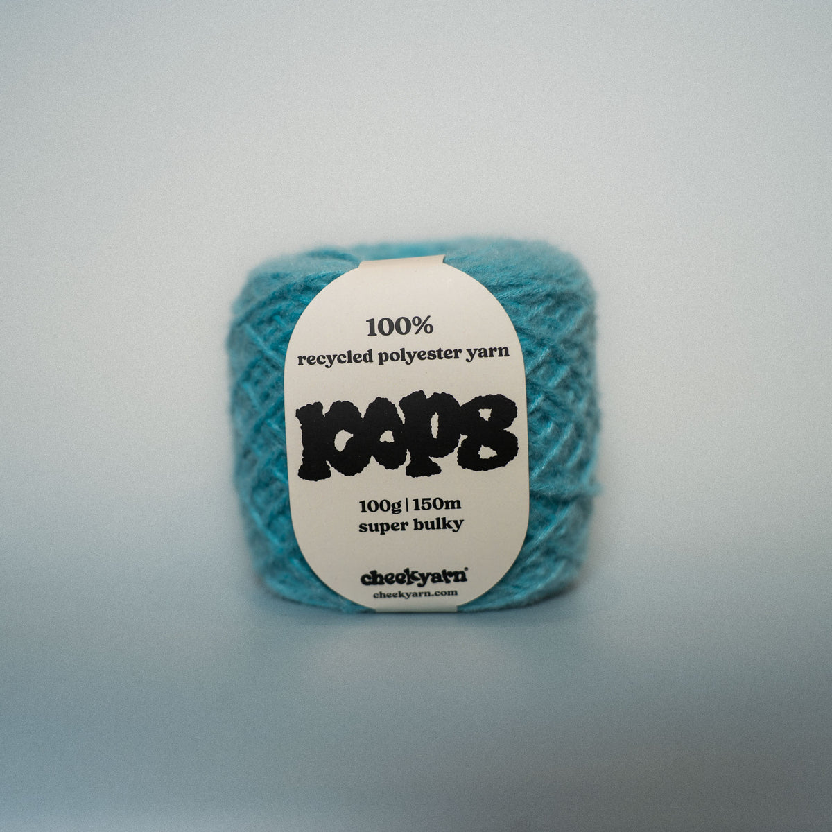 pool water super chunky recycled yarn, 100g ball of loop 8 by cheekyarn