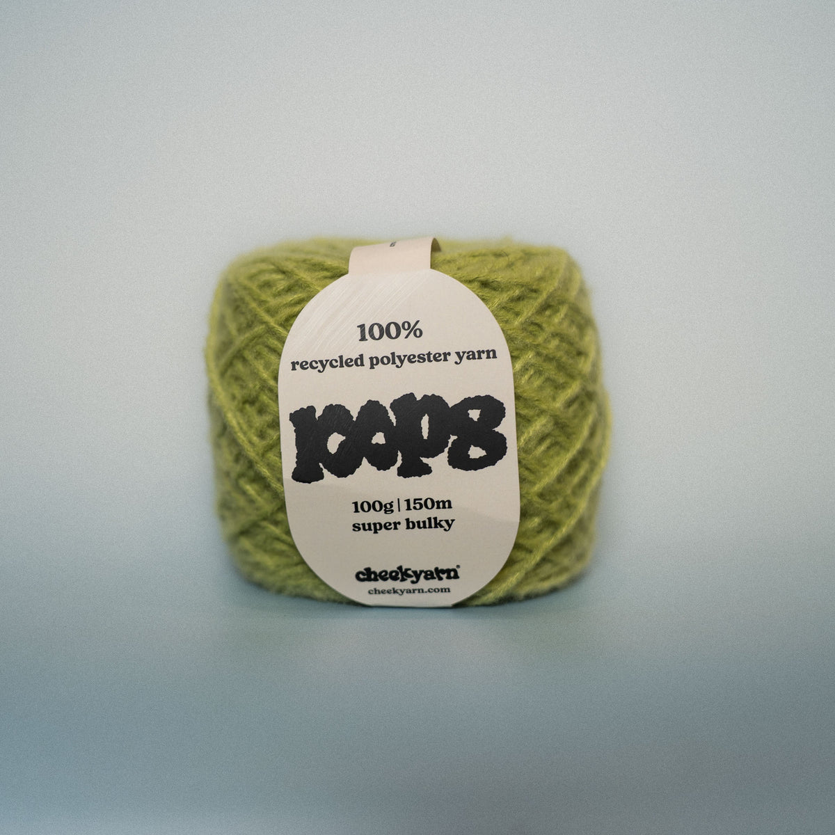 dirty olive super chunky recycled yarn, 100g ball of loop 8 by cheekyarn
