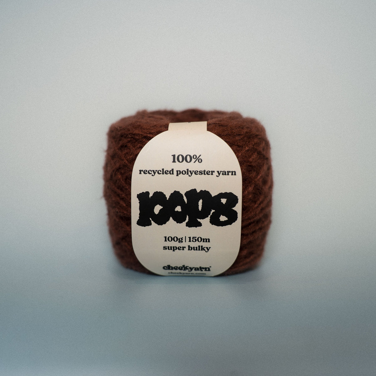 flat cola super chunky recycled yarn, 100g ball of loop 8 by cheekyarn