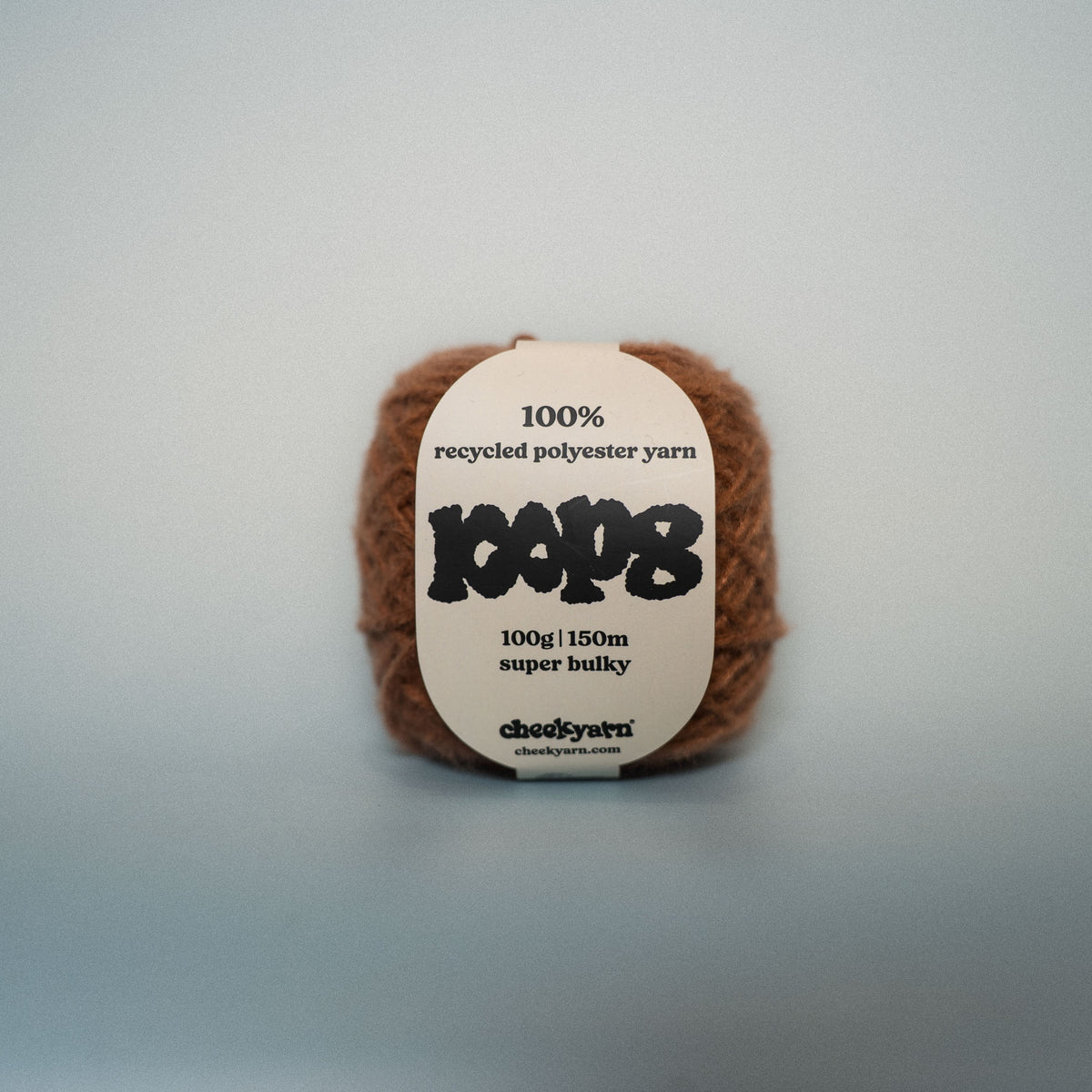brick dust super chunky recycled yarn, 100g ball of loop 8 by cheekyarn