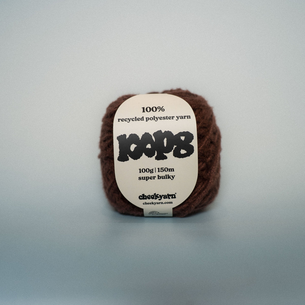 burnt bean super chunky recycled yarn, 100g ball of loop 8 by cheekyarn