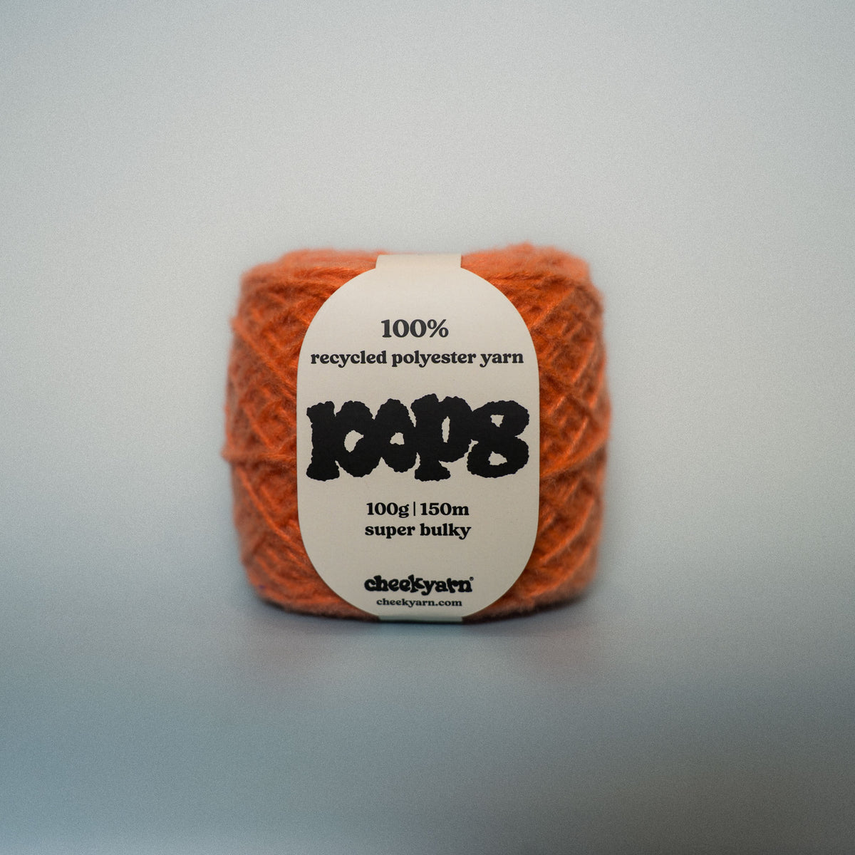 peach slap super chunky recycled yarn, 100g ball of loop 8 by cheekyarn