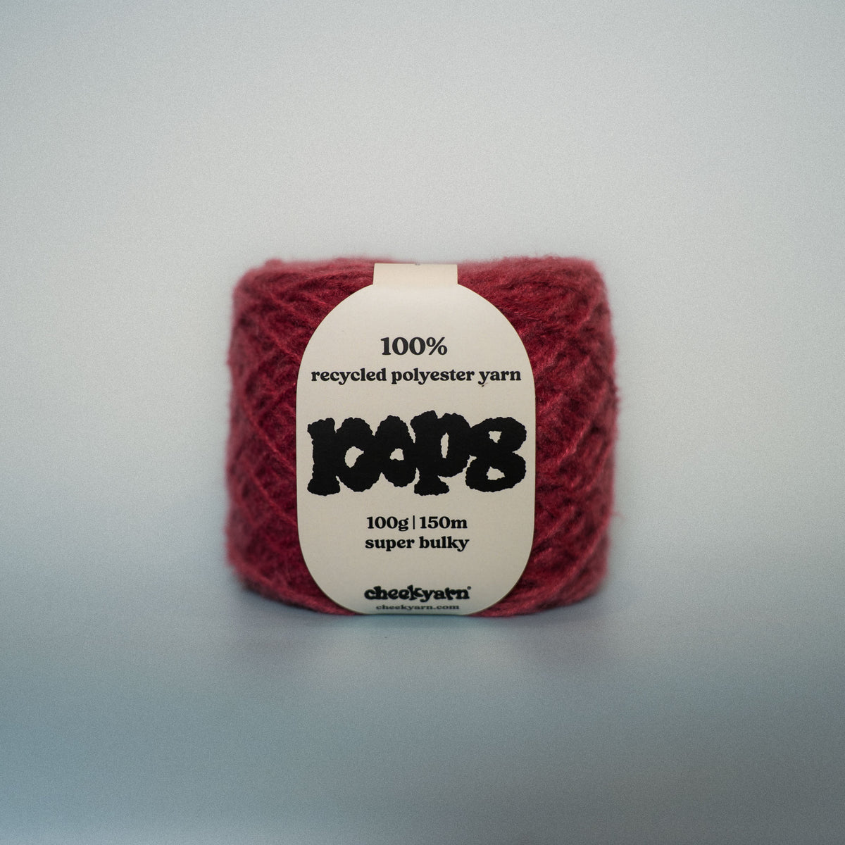 wine-stained hoodie super chunky recycled yarn, 100g ball of loop 8 by cheekyarn