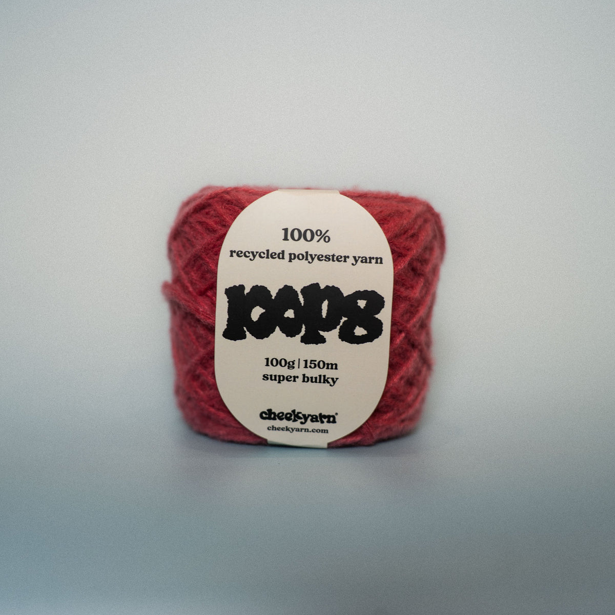 jam stain super chunky recycled yarn, 100g ball of loop 8 by cheekyarn