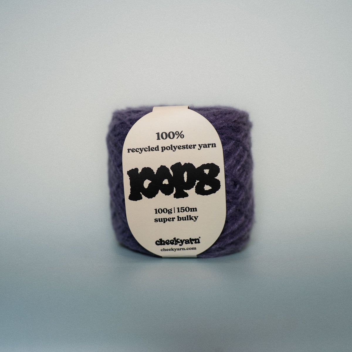 night tube super chunky recycled yarn, 100g ball of loop 8 by cheekyarn