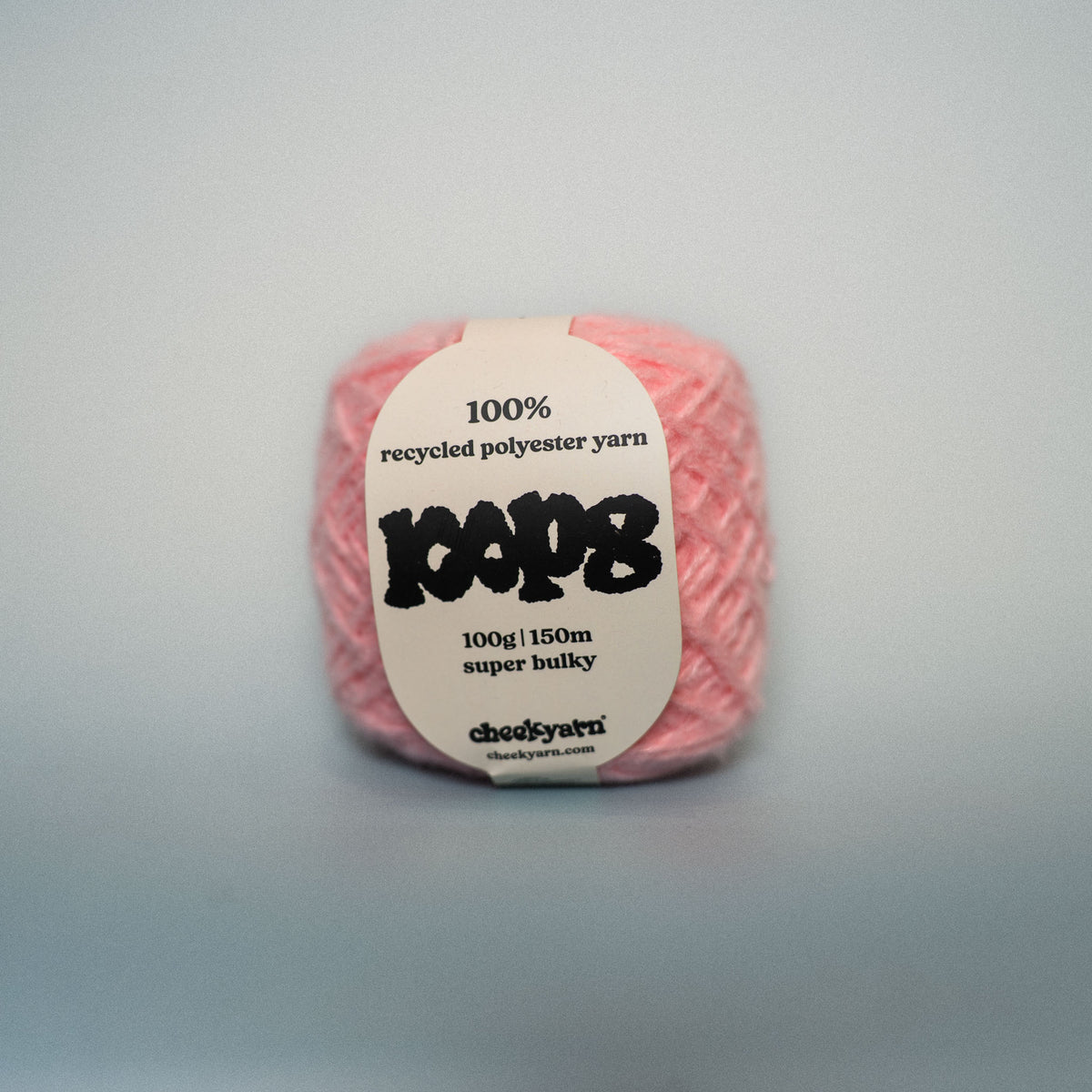 chewed marshmallow super chunky recycled yarn, 100g ball of loop 8 by cheekyarn