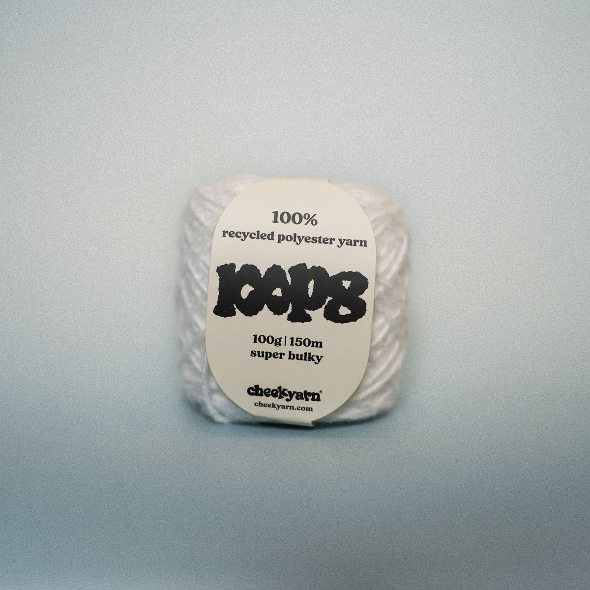 milk tooth super chunky recycled yarn, 100g ball of loop 8 by cheekyarn