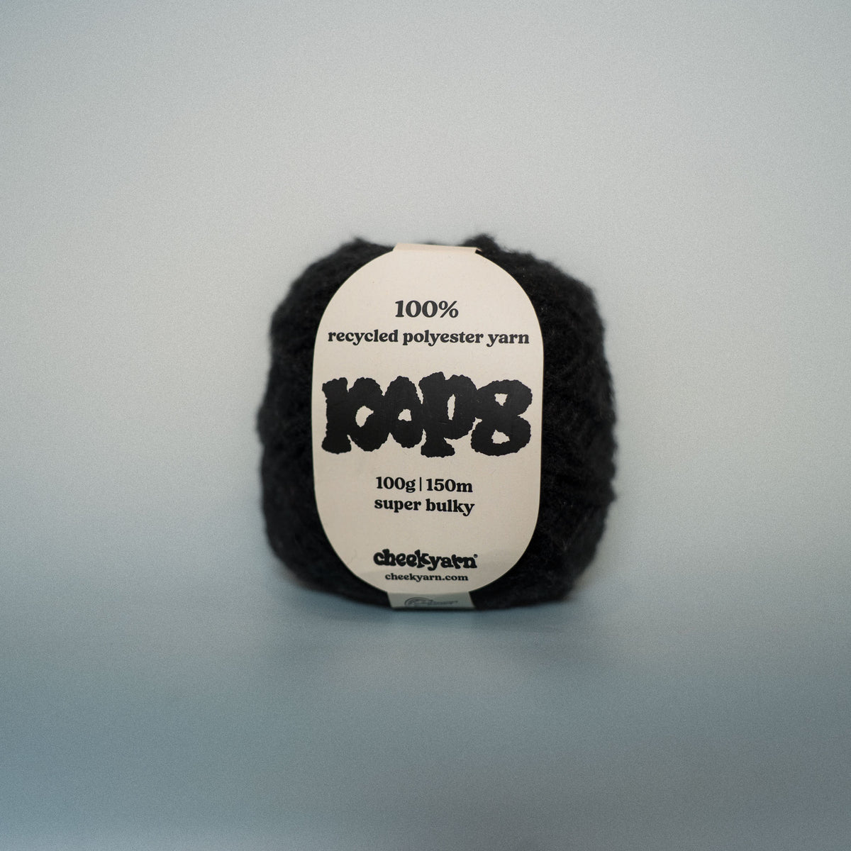 asphalt super chunky recycled yarn, 100g ball of loop 8 by cheekyarn